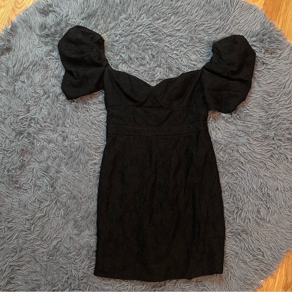 Free People x Fame and Partners Womens Mini Crochet Lace Black Dress Size 4